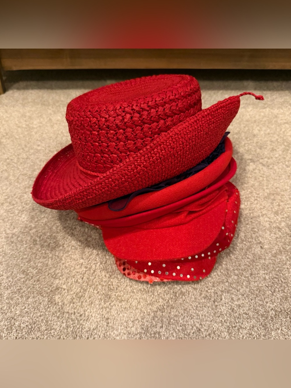 Red Hat Society Style Hats Bundle of 6 Red Ladies Hats